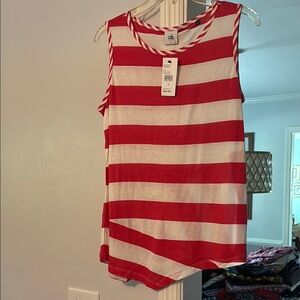 CAbi Red and White Striped Sleeveless Tank